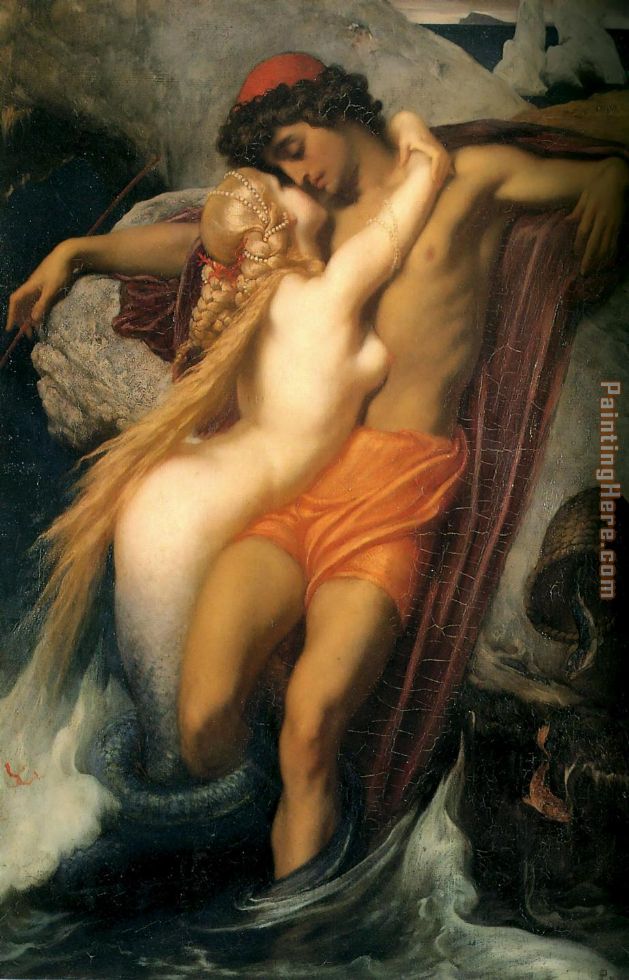 The Fisherman and the Syren painting - Lord Frederick Leighton The Fisherman and the Syren art painting